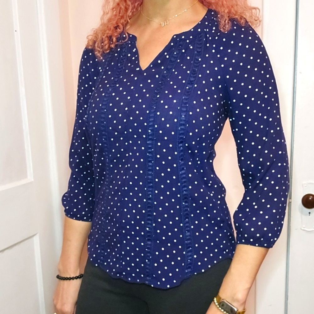 Navy Polka Dot Women's Blouse